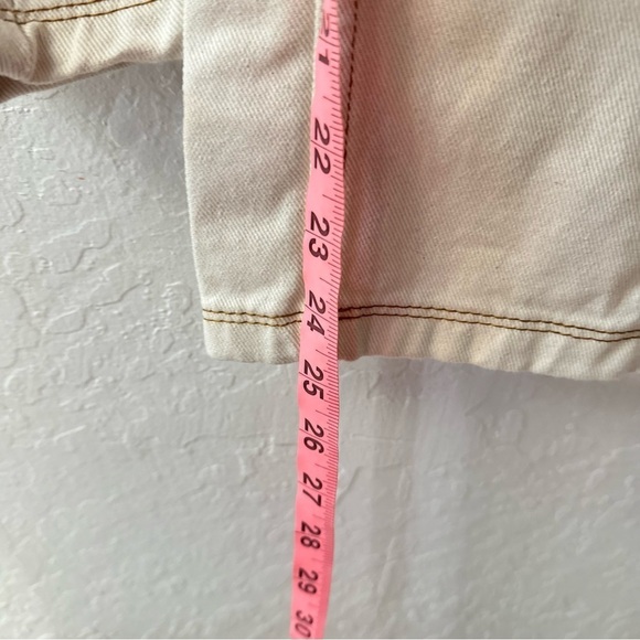 Reclaimed Vintage Ecru Cream Brown Stitching 90s Tapered Mom Fit Jeans 4 - Picture 3 of 13